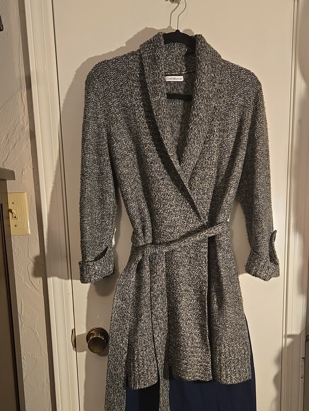 croft & barrow Marled Knit Shawl Cardigan in Gray and Black